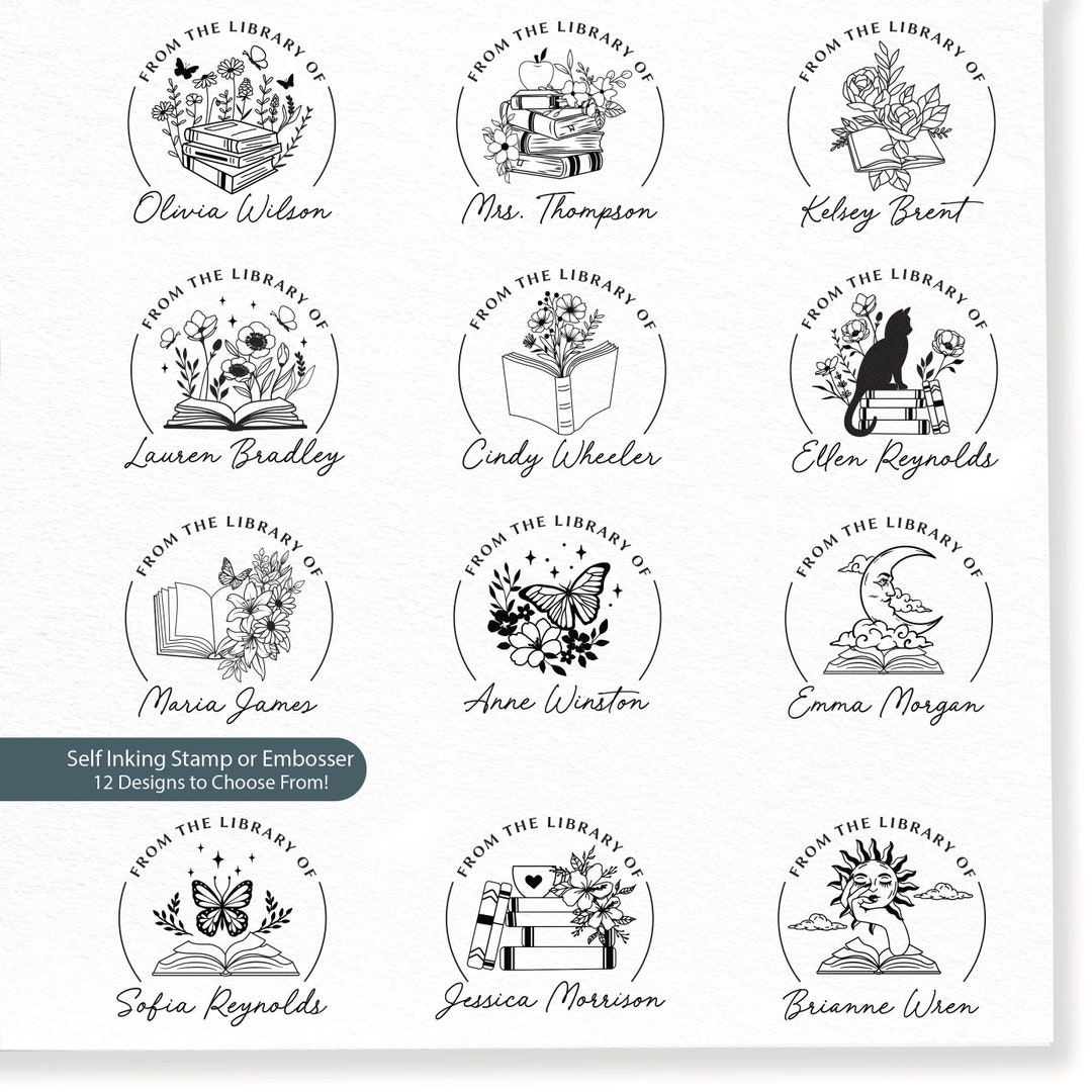 Book Embosser Book Stamp Personalized Book Stamp From the Etsy