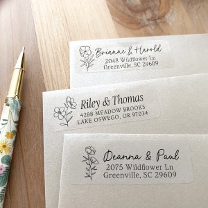 Clear Address Labels, High Quality Custom Personalized Wedding Address Labels, Envelope Address Label Stickers, Flower Labels 画像 6