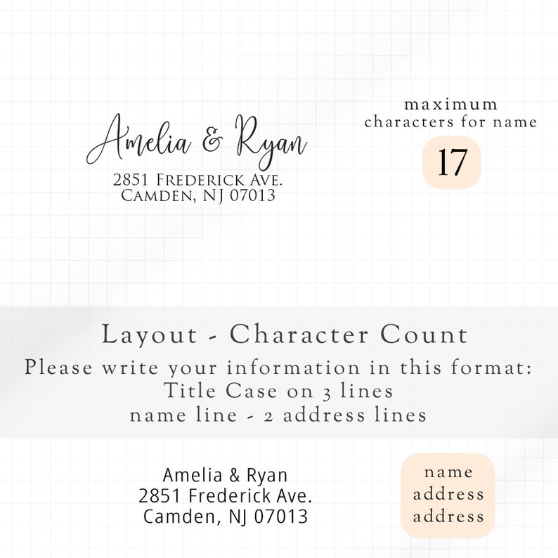 Custom Address Stamp, Return Address Stamp, Wedding address stamp, Calligraphy Stamp, Self inking Stamp, Custom Stamp Amelia N2037 image 6