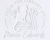 Book Embosser Book Stamp, Personalized Cat Book Stamp, From the Library of, Custom Book Stamp Embosser, Book Lover Gift, Teacher Gift