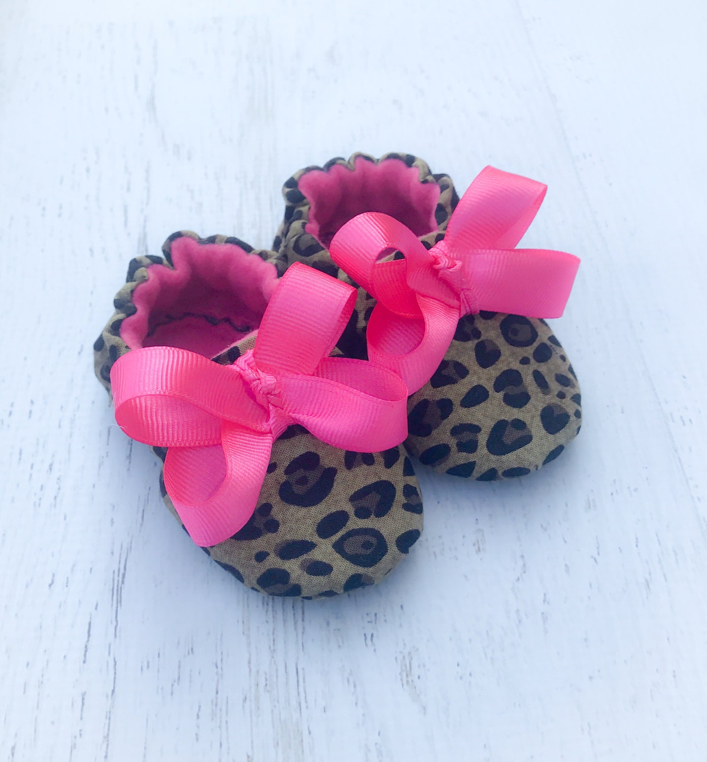 Pink Leopard Leopard Baby Booties Pink Leopard