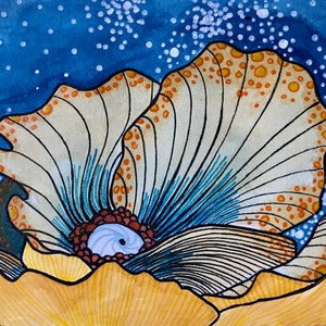 Poppy #2 | Abstract Mixed Media on Paper 5x7 | Imagined Landscape