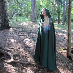 Wool Cloak Hooded Cloak Long Cloak Elven Cloak Hunter Green Cloak Cloak with Hood Cloaks and Capes image 1