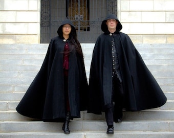 Wool Cloak - Half-Circle Cloak - Black Cloak - Vampire Cloak - Vampire Costume