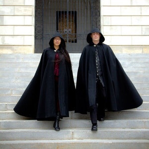 Wool Cloak - Half-Circle Cloak - Black Cloak  - Hooded Cloak - Cloak with Hood - Cloaks and Capes