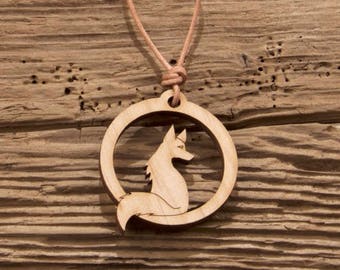 Fox Pendant - Fox Necklace - Cute Fox Pendant - Sitting Fox Pendant - Sitting Fox Necklace - Wood Pendant - Wood Necklace