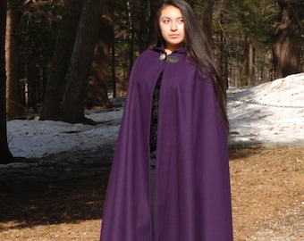 Wool Cloak - Half-Circle Cloak - Purple Cloak  - Hooded Cloak