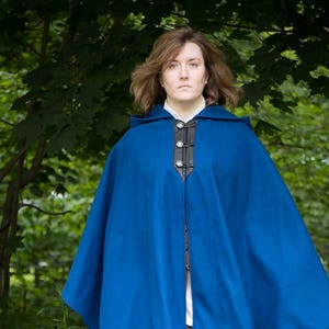 Blue Cape - Wool Cape -  Three Button Cape - Winter Cape - Unisex Cape