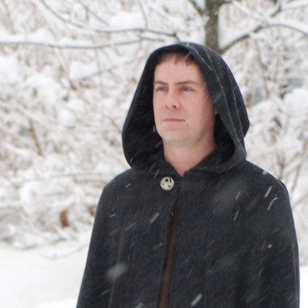 Winter Cloak - Wool Cloak - Half-Circle Cloak - Charcoal Grey Cloak