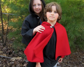 Kids Cape - Red Cape - Cape with Hood - Hooded Kids Cape