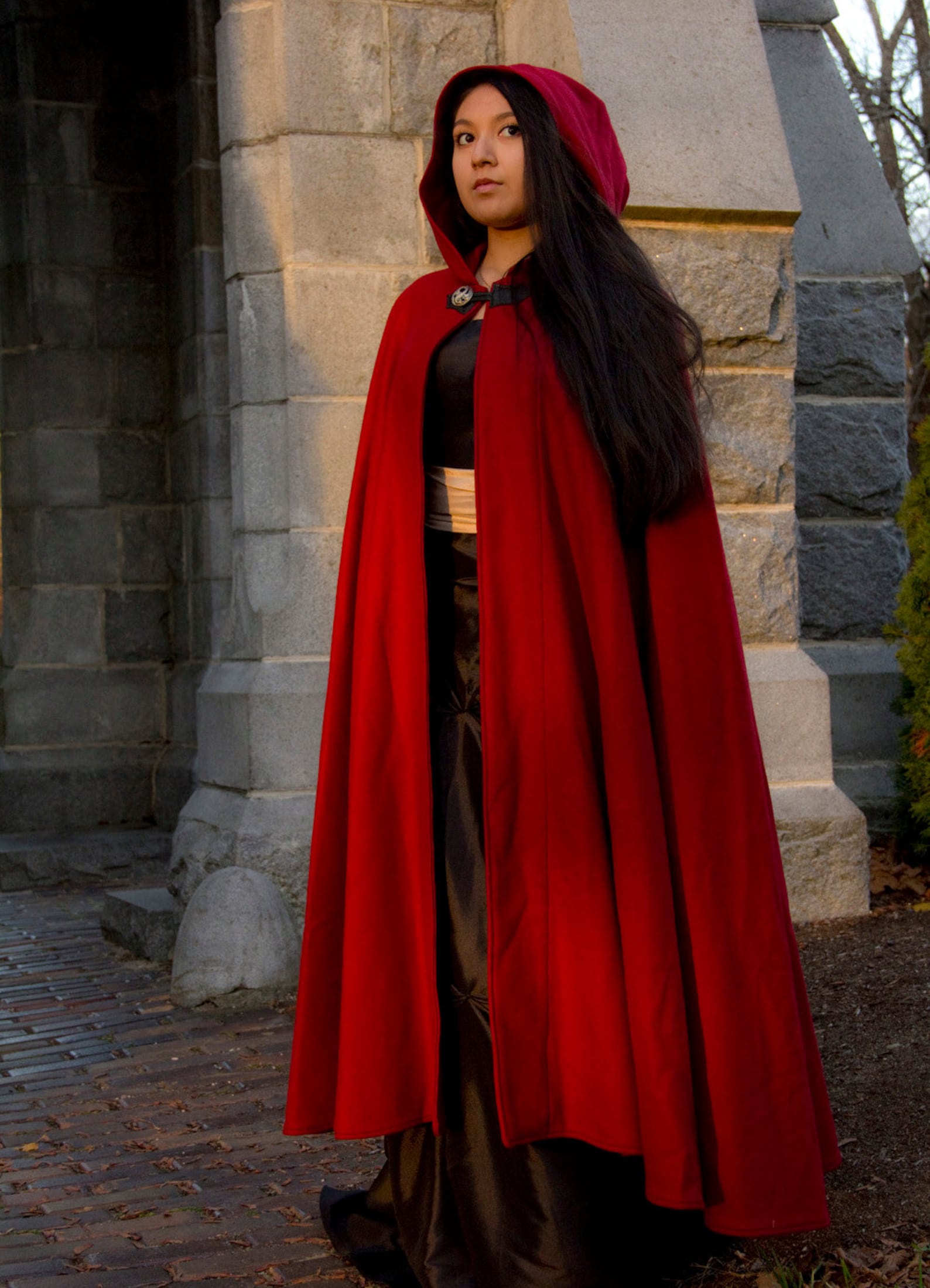 Red Cloak Halfcircle Cloak Wool Cloak Hooded Cloak Etsy