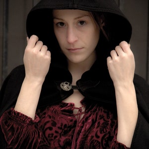 Wool Cloak Half-Circle Cloak Black Cloak Hooded Cloak Cloak with Hood Cloaks and Capes image 2