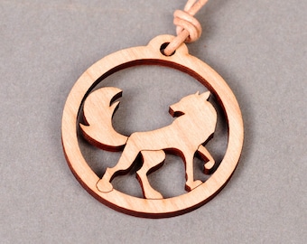 Wolf Pendant - Wolf Necklace - Wood Pendant - Wood Necklace