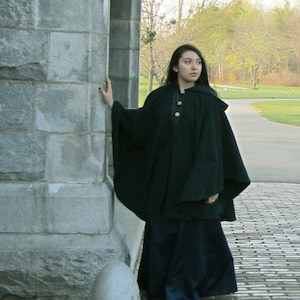 Loden Green Cape Wool Cape Three Button Cape image 3