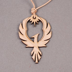 Phoenix Pendant Phoenix Necklace Firebird Necklace Firebird Pendant Bird Pendant Bird Necklace Wood Pendant Wood Necklace image 1