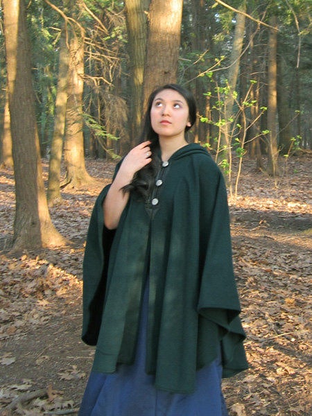 Blue Cape - Wool Cape - Three Button Cape - Winter Cape