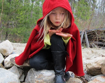 Red Riding Hood Cape - Little Red Riding Hood Costume - Kids Cape - Cape with Hood - Hooded Kids Cape