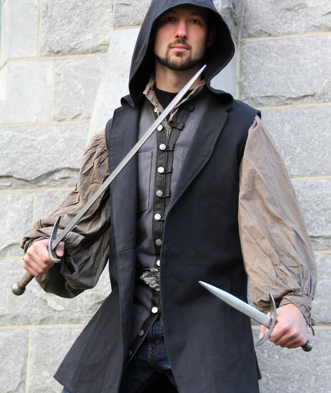 Hooded Long Vest Etsy