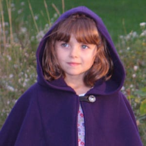 Kids Cape Purple Cape Cape with Hood Hooded Kids Cape image 1