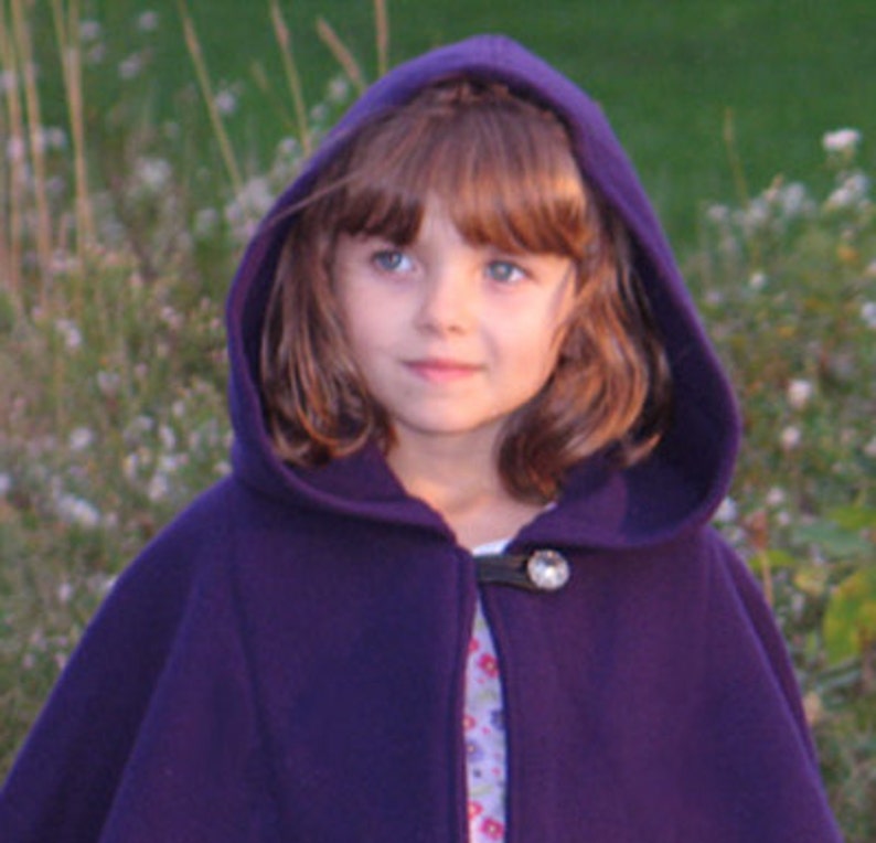 Kids Cape Purple Cape Cape with Hood Hooded Kids Cape image 1