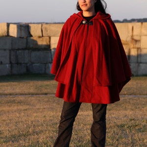 Double Cape Wool Cape Black Cape Cape With Hood Hooded Cape image 4