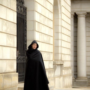 Wool Cloak Half-Circle Cloak Black Cloak Hooded Cloak Cloak with Hood Cloaks and Capes image 5