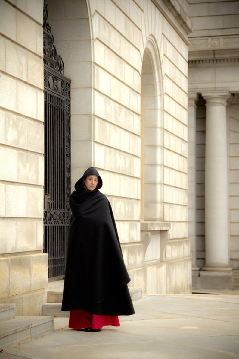 Wool Cloak Half-Circle Cloak Black Cloak Hooded Cloak Cloak with Hood Cloaks and Capes image 5