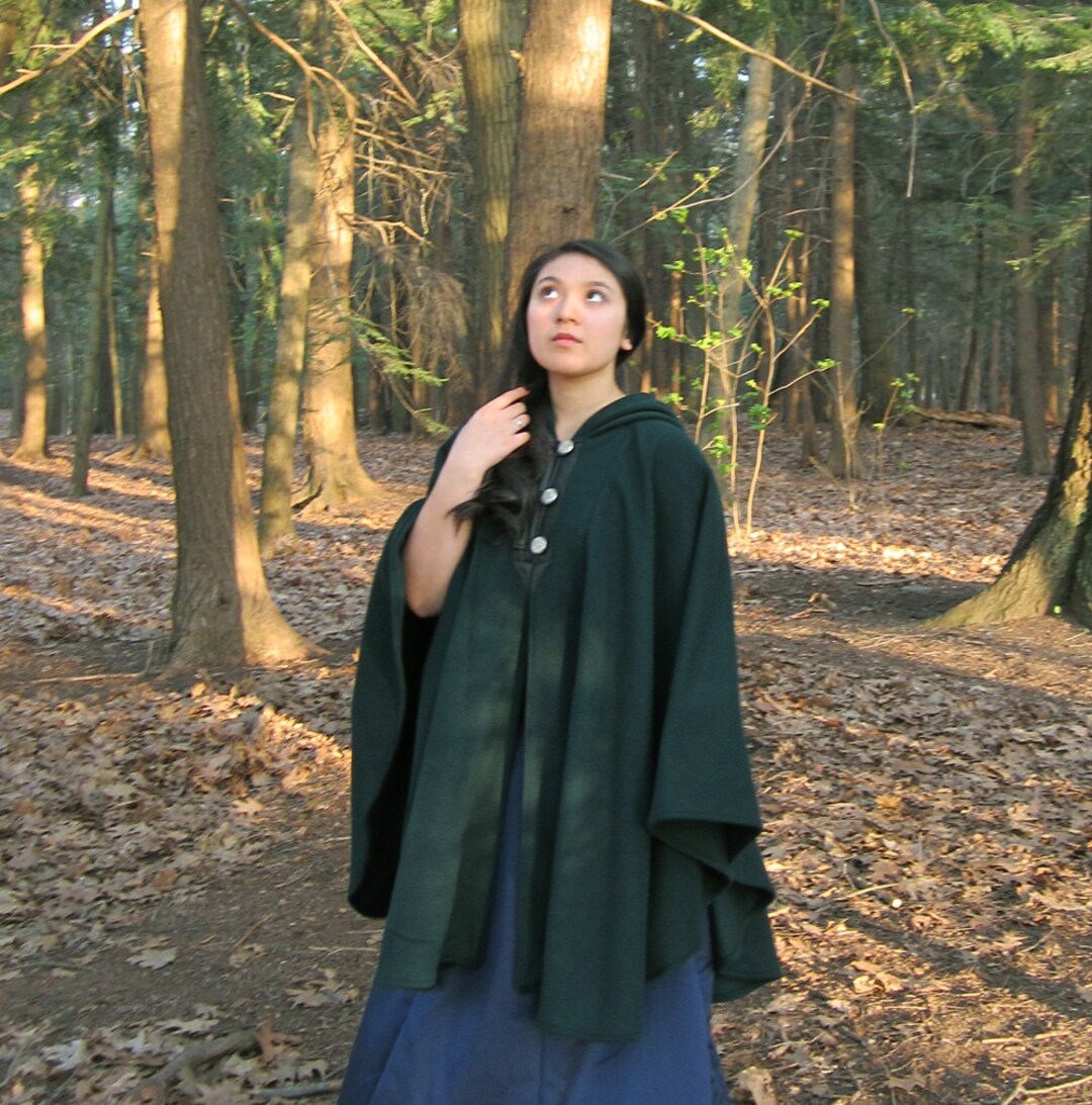 Hunter Green Cape Wool Cape Three Button Cape Etsy