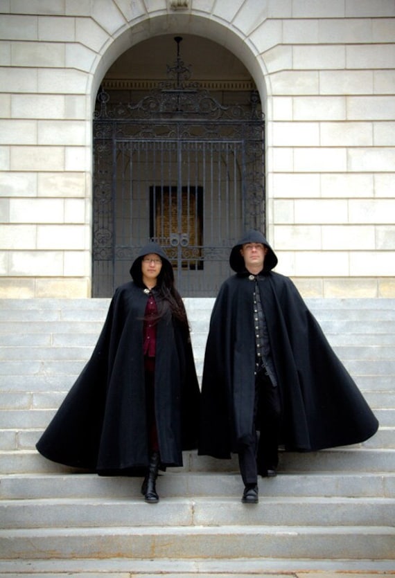 Wool Cloak Half circle Cloak Black Cloak Hooded Cloak Cloak With Hood Cloaks and Capes Etsy