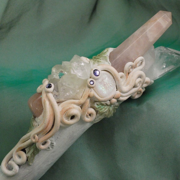 White Winter Goddess Wand with Elk Antler magic wand for sale