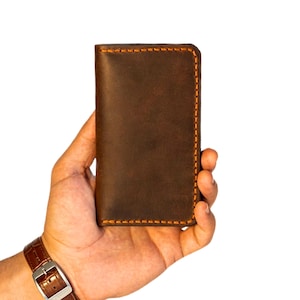 GALATA, Portefeuille en cuir fait main, Cuir véritable, Portefeuille unisexe, Couture main, Portefeuille minimaliste à deux volets, Porte-cartes en cuir, Portefeuille mince,