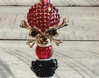 Red Rhinstone Skull Beaded Pen