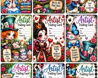 Versos de ATC imprimíveis de Alice no País das Maravilhas (3 arquivos PDF)