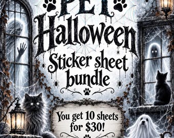 A5 Clear Pre-cut PET Halloween Sticker Sheet Bundle