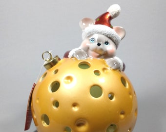 Home Reflections Cat Santa Luminary, Vintage, Christmas Decor, Amber or Color Changing Lights