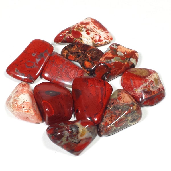 Brecciated Jasper Tumbled Polished Crystal Stone, 11 Piece Set, Avg Size 1.0 Inch