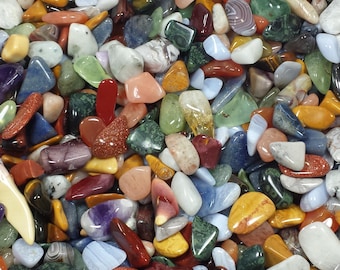 Mixed Agate, Quartz, & Jasper, Grade A Semi-Precious Tumbled Polished Crystal Small Stones, Size Range 0.25 to 1.0 Inch, 8 to 16 oz Lots