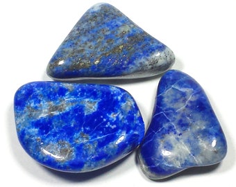 Russian Blue Lapis Tumbled Polished Crystal Stone, 3 Piece Set