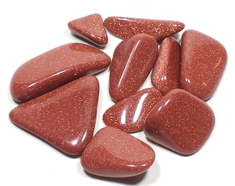 Red Goldstone Tumble Polished Crystal Stone, 10 Pieces, Average Size 0.68 Inch