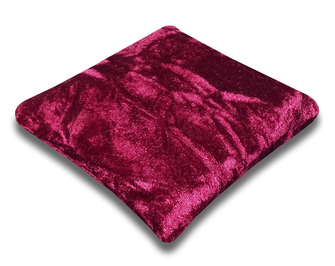 Red Wine Crushed Velvet Crystal Sphere & Point Handmade Display Pillow (3.0" - 5.5")