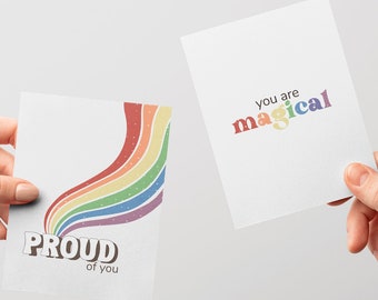 Pride Card // Pride Cards Pack, LGBTQ Celebration, LGBT Support, Love is Love, Pride Month, Happy Pride, Gender Neutral, Gay Pride Rainbow