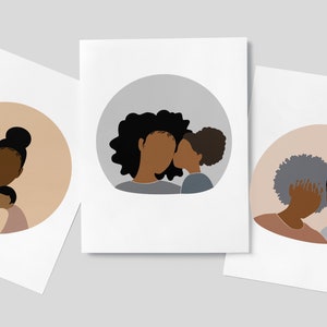 Set of 3 Three // Mother's Day Card // African American Mothers Day // Black // BIPOC // Greeting Cards image 1