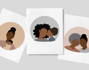 Set of 3 (Three) // Mother's Day Card // African American // Black // BIPOC // Greeting Cards