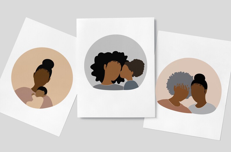 Set of 3 Three // Mother's Day Card // African American Mothers Day // Black // BIPOC // Greeting Cards image 1