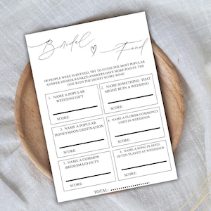 Family Feud Bridal Shower Game, Minimalist Bridal Shower Game, Minimalist Wedding Shower Games, Printable Modern Bridal Party Games, Canva
