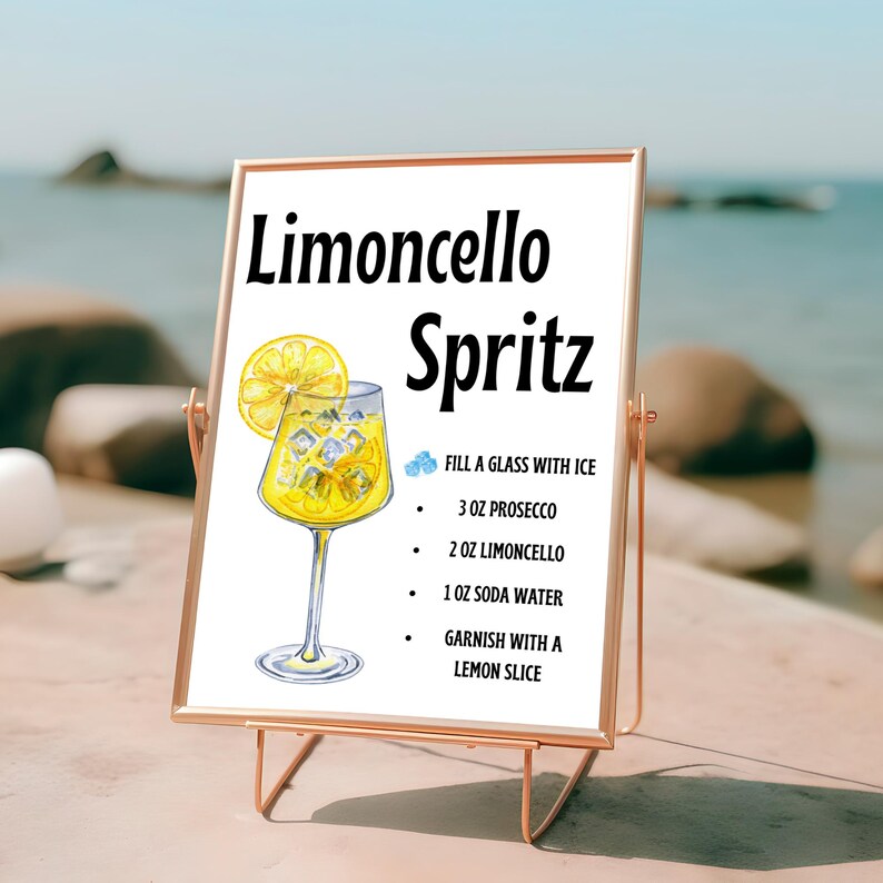 Limoncello Sign Limoncello Spritz Bar Sign: DIY Cocktail Recipe Template (canva ...