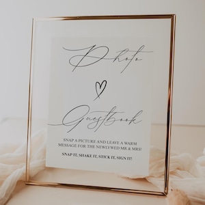 Minimalist Photo Guestbook Sign Template: Wedding Reception Decor (Canva Template, Digital Download)