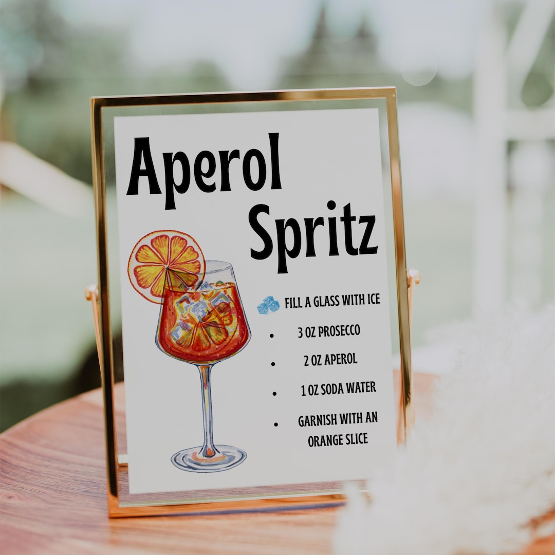Aperol Spritz Bar Sign Template: Customizable Cocktail Recipe (canva ...