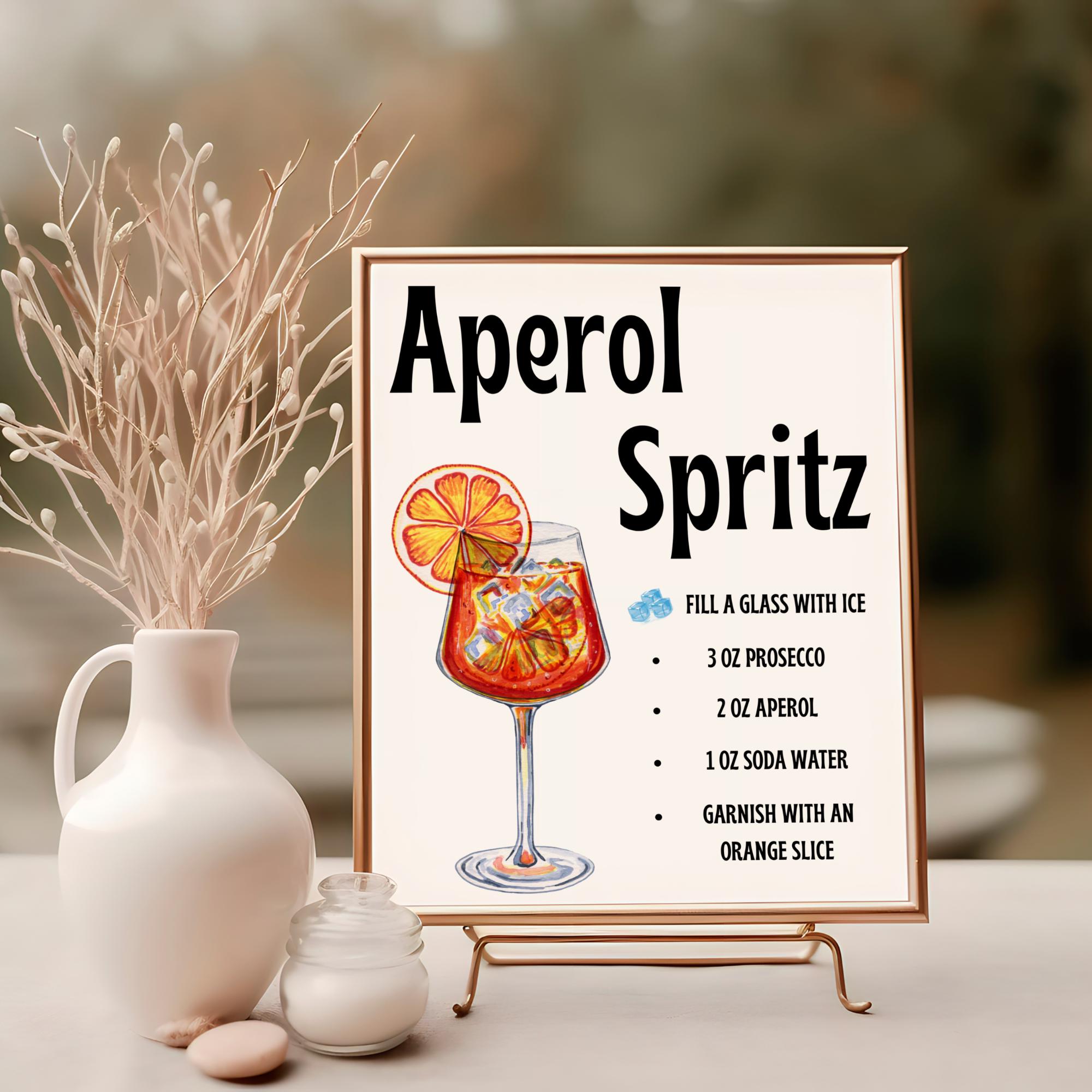 Aperol Spritz Bar Sign Template: Customizable Cocktail Recipe (canva ...