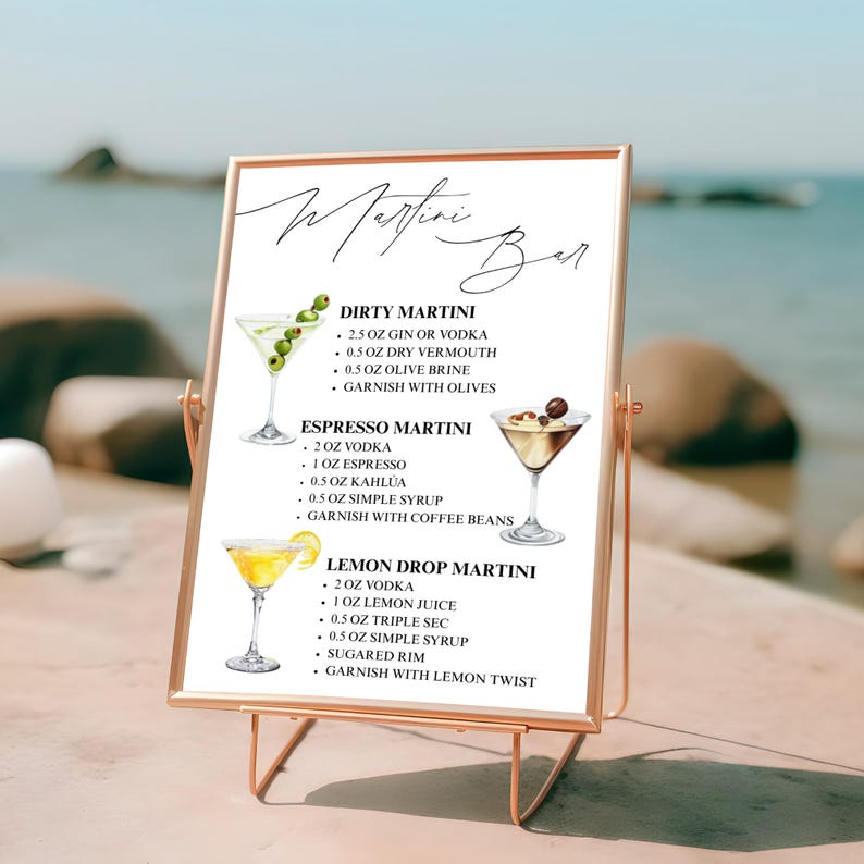 Martini Bar Sign, Martini Bar Menu Sign, Signature Cocktail Drink Sign ...
